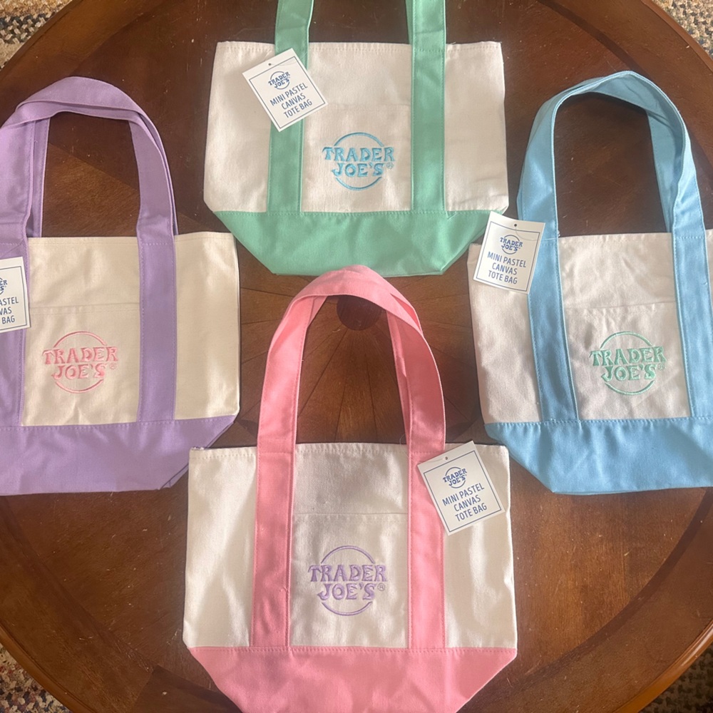 Mini Pastel Canvas Tote Bag - Trader Joe’s pastel - Picture 3 of 7